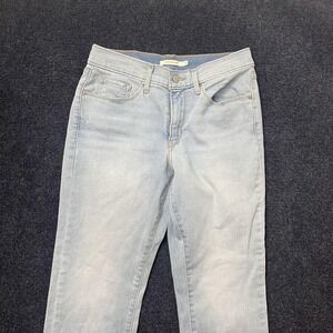 Levis Classic Straight Jeans Womens 6 Light Wash Mid Rise Stretch Blue Denim